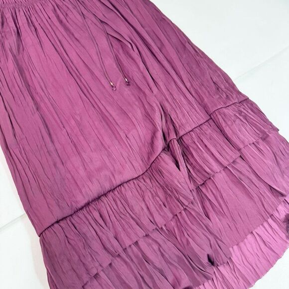 WHBM Midi Dress Womens Small Purple Satin Sleeveless Tiered Flowy Party New - Picture 2 of 11